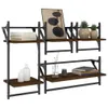 Cloris Designermöbel 4-tlg. Wandregal-Set mit Stangen Braun Produktbild-Vorschau 3