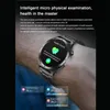 A person wearing a smartwatch, with marketing text and feature callouts. Produktbild-Vorschau
