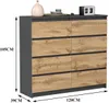 VBChome Comò con 8 cassetti antracite con rovere 120 x 39 x Anteprima dell’immagine prodotto 3