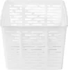 A white plastic cheese mold with a perforated design. Produktbild-Vorschau