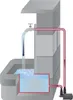 Diagram showing the water flow and pump system of a fountain. Podgląd zdjęcia produktu