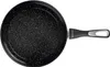 A top-down view of a black frying pan with a speckled interior and a black handle with a silver accent. Produktbild-Vorschau