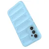 A light blue phone case with a ribbed texture and a camera cutout. Produktbild-Vorschau