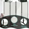 A multi-panel room divider set up on a patio or balcony, with close-up insets highlighting product features. Produktbild-Vorschau