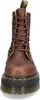 A front-facing view of a single brown Dr. Martens boot with a platform sole. Produktbild-Vorschau