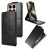 A collage of images showing a black flip case for a smartphone from different angles. Produktbild-Vorschau