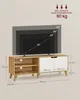 A TV stand with dimensions and TV size compatibility indicated. The top of the image shows the maximum static load capacity. Produktbild-Vorschau