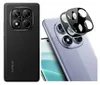 A collage showing a black smartphone on the left and a purple smartphone with a camera lens protector on the right. Produktbild-Vorschau