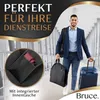 A man is walking through an airport terminal with luggage, showcasing a garment bag. Produktbild-Vorschau