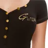 Damen Schwarz Kurzarmshirt aus Baumwolle mit V-Ausschnitt. Produktbild-Vorschau 7