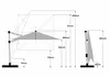 Technical drawing with dimensions of a cantilever umbrella. Produktbild-Vorschau