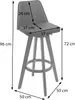 A bar stool with dimensions indicated by arrows and text. Produktbild-Vorschau