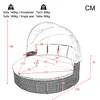 A diagram of a round outdoor sofa with dimensions and weight limits indicated. Voir les images du produit