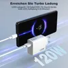 A smartphone is shown charging with a white charger and cable, with glowing blue lines in the background. Produktbild-Vorschau