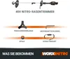 Diagram showing the components of a WORX Nitro 40V Rasentrimmer. Produktbild-Vorschau