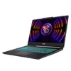 A black MSI gaming laptop is shown from a diagonal angle against a white background. Produktbild-Vorschau