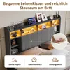 UnboxG Graues Leinenbett 140x200cm mit praktischen Produktbild-Vorschau 3
