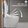 A smart toilet seat with a lid that is shown in multiple positions to demonstrate its automatic closing feature. Produktbild-Vorschau