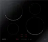 A top-down view of a black Samsung induction cooktop with four heating elements and a control panel. Voir les images du produit