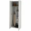 An open white cabinet with various household items stored inside. Produktbild-Vorschau