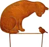 Rost Gartenstecker Katze und Vogel 50 x 43 cm Edelrost Produktbild-Vorschau 1