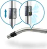 Close-up views of a vacuum cleaner hose handle, highlighting its adjustable feature and airflow. Produktbild-Vorschau