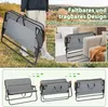 Collage of images showing a foldable camping chair in different contexts and states. Produktbild-Vorschau