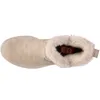 A top-down view of a single beige boot with a fluffy lining. Voir les images du produit