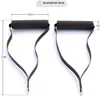 Two black handles with straps for resistance bands, with dimensions indicated. Produktbild-Vorschau