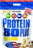 A bag of Weider Protein 80 Plus powder with nutritional information and branding. Produktbild-Vorschau