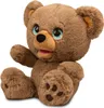 A plush teddy bear sits facing forward with its left arm raised. Produktbild-Vorschau