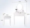 Comodino con specchio e sgabello, 3 cassetti incl. 2 Anteprima dell’immagine prodotto 2