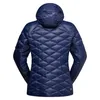 Dunkelblaue; gesteppte Damenjacke mit Kapuze von La Sportiva; Modell Aiguille Down Jkt W; Rückansicht. Produktbild-Vorschau