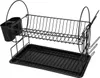 A black two-tier dish drying rack with a utensil holder. Náhled obrázku produktu