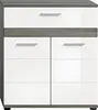 Blake Badschrank 1 Schublade 2 Türen weiß Hochglanz, grau. Produktbild-Vorschau 1
