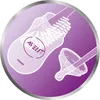 An illustration showing a bottle brush cleaning a baby bottle and a nipple. Produktbild-Vorschau