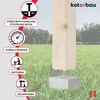 A wooden post is shown anchored to a concrete base in a grassy outdoor setting, with marketing icons and text on the left. Anteprima dell’immagine prodotto