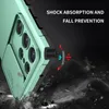 A close-up of a phone case with a sliding camera cover, shown in a dynamic, illustrative scene suggesting shock absorption and fall prevention. Produktbild-Vorschau