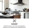A modern kitchen with a black range hood and stainless steel appliances. Produktbild-Vorschau