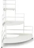A white metal corner shelf unit with three tiers, designed in a stepped, curved shape. Voir les images du produit