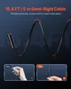 A marketing image showing a semi-rigid cable with an endoscope camera, comparing its flexibility to a less rigid cable. Produktbild-Vorschau