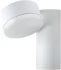 A white LED outdoor wall light with a cylindrical base and a pivoting round head. Produktbild-Vorschau