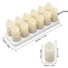 A set of 12 LED candles on a charging base, with a separate candle shown for scale. Náhled obrázku produktu