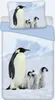 A bedding set featuring a print of emperor penguins and their chicks on a snowy background. Náhľad obrázku produktu