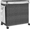 vidaXL Kôš na bielizeň s kolieskami Grey 60x35x60,5 cm Náhľad obrázku produktu 6