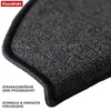 A close-up view of a dark grey carpeted stair mat with a black binding. Produktbild-Vorschau