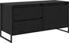 A black TV cabinet with two drawers and a cabinet door, shown from a front-side angle against a white background. Náhled obrázku produktu