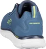The back view of a blue sneaker with yellow accents. Voir les images du produit