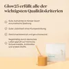 A product shot with marketing text and a beverage. Produktbild-Vorschau
