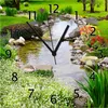 Wallario Design Wanduhr Blumen am Teich aus Echtglas, Größe Produktbild-Vorschau 1